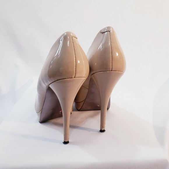 Steve Madden Nude Heels Beige Patent Vegan Platfor - Picture 5 of 8